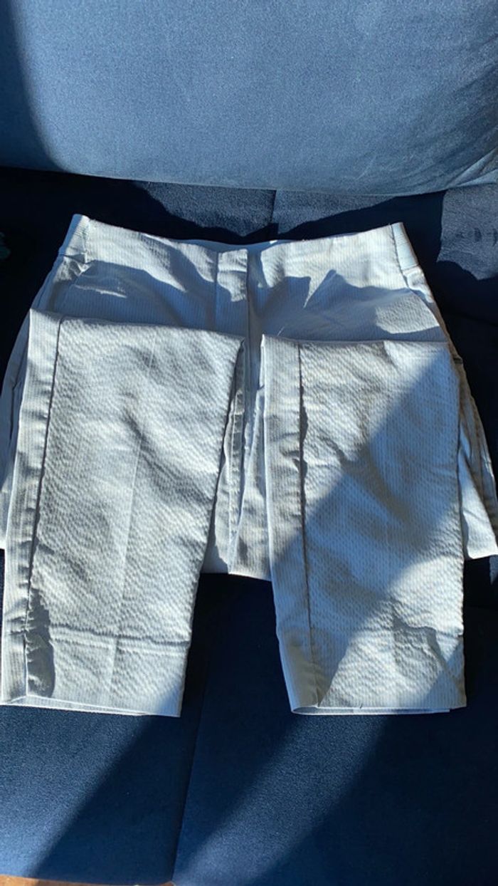 Pantalon tailleur bleu pailletté - photo numéro 2