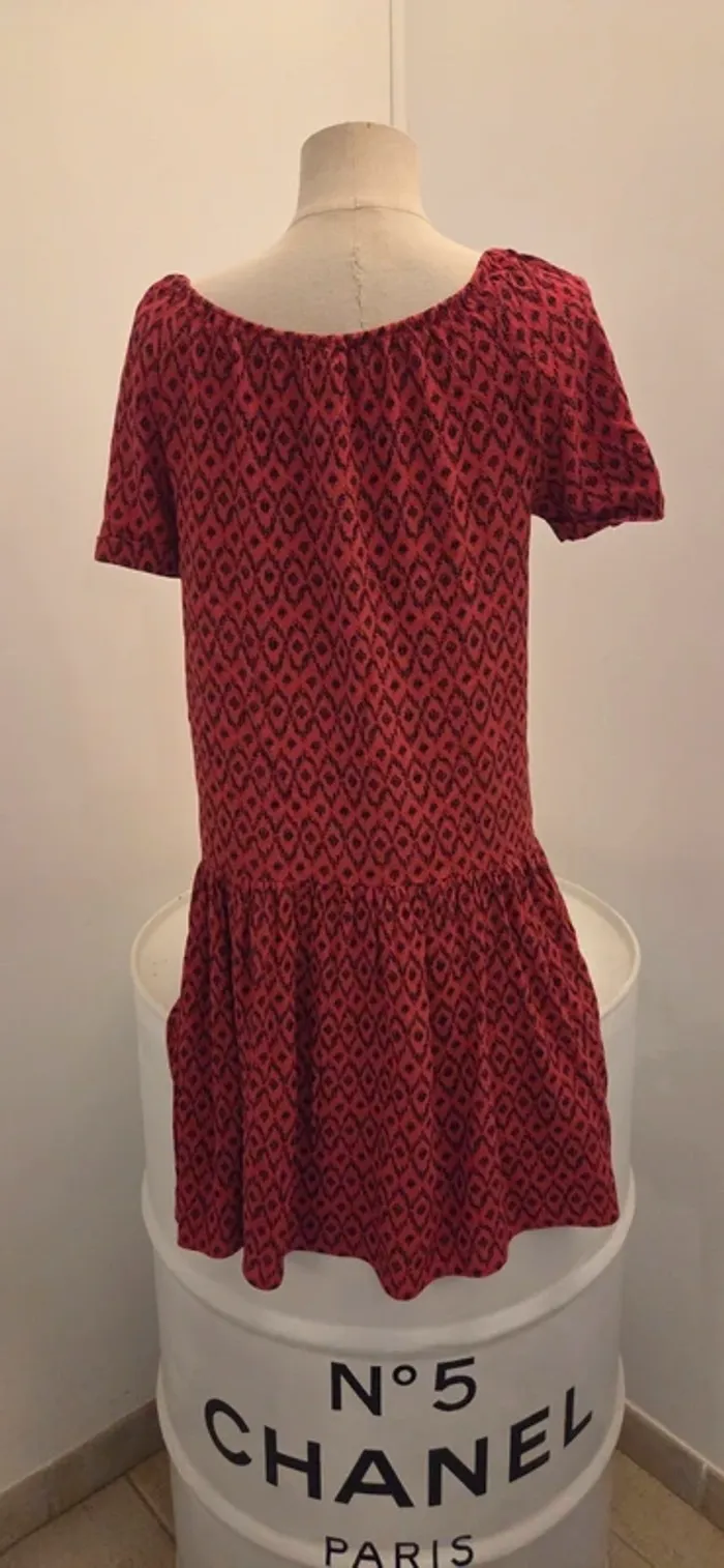 Robe rouge imprimée bohème - Le Temps des Cerises - Taille M - photo numéro 6