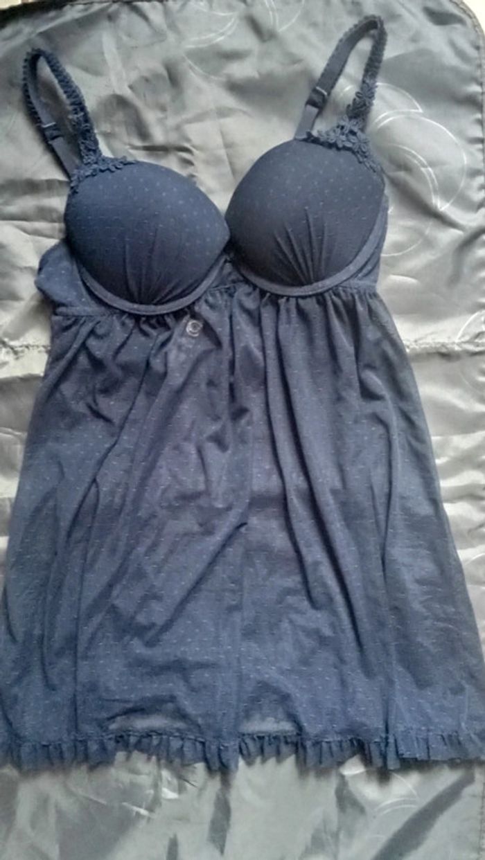 Très jolie Nuisette transparente bleu marine - photo numéro 5