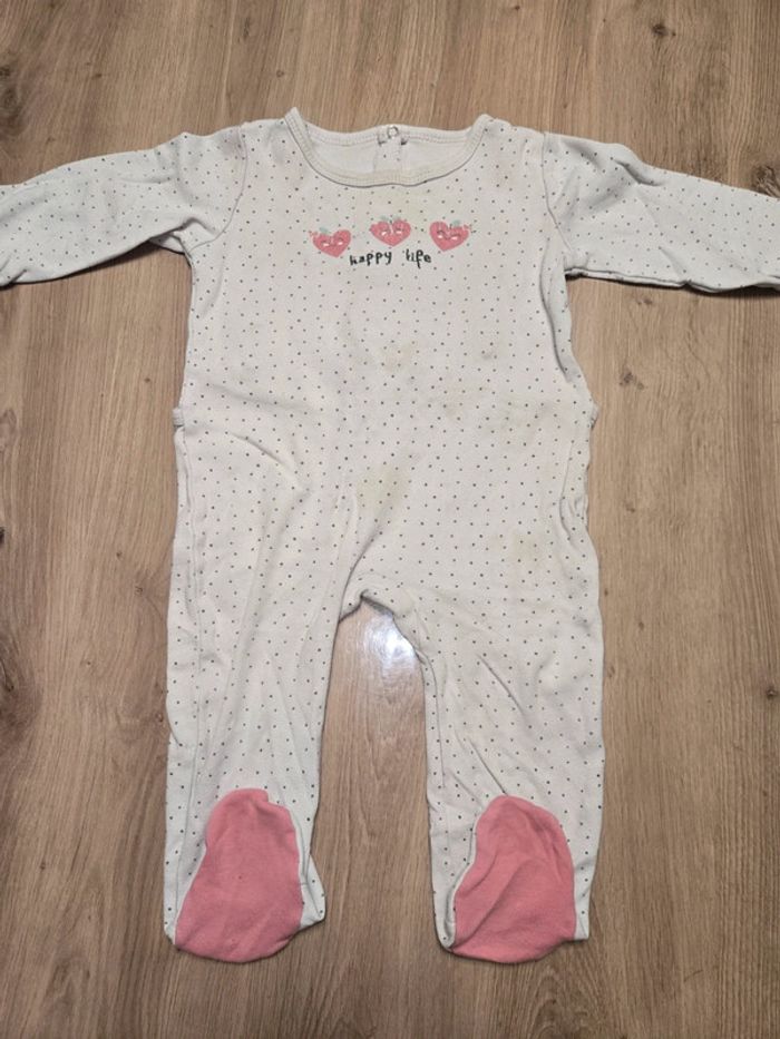 Joli pyjamas / grenouillère en coton fille 12 mois