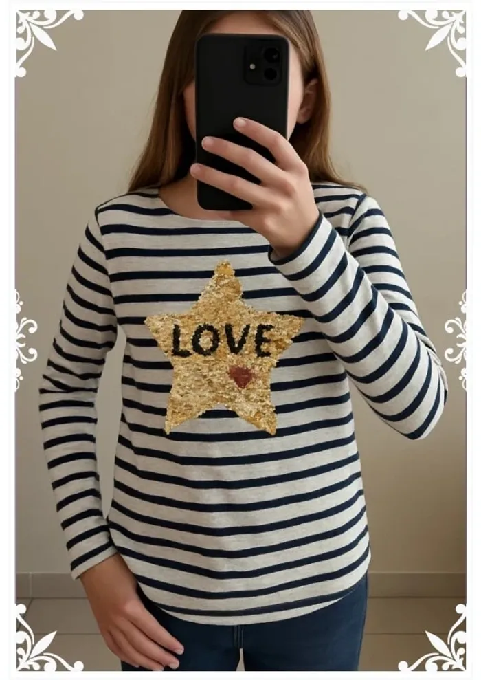 Pull a sequins réversible taille 12ans okaidi - photo numéro 2