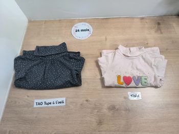 Lot 2 t-shirts col roulé manches longues 24 mois
