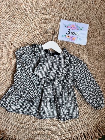 Blouse à carreaux fleuri Zara taille 3 ans