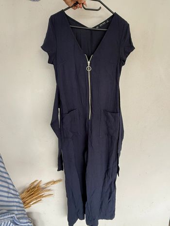 Combinaison lin Zara bleu marine large