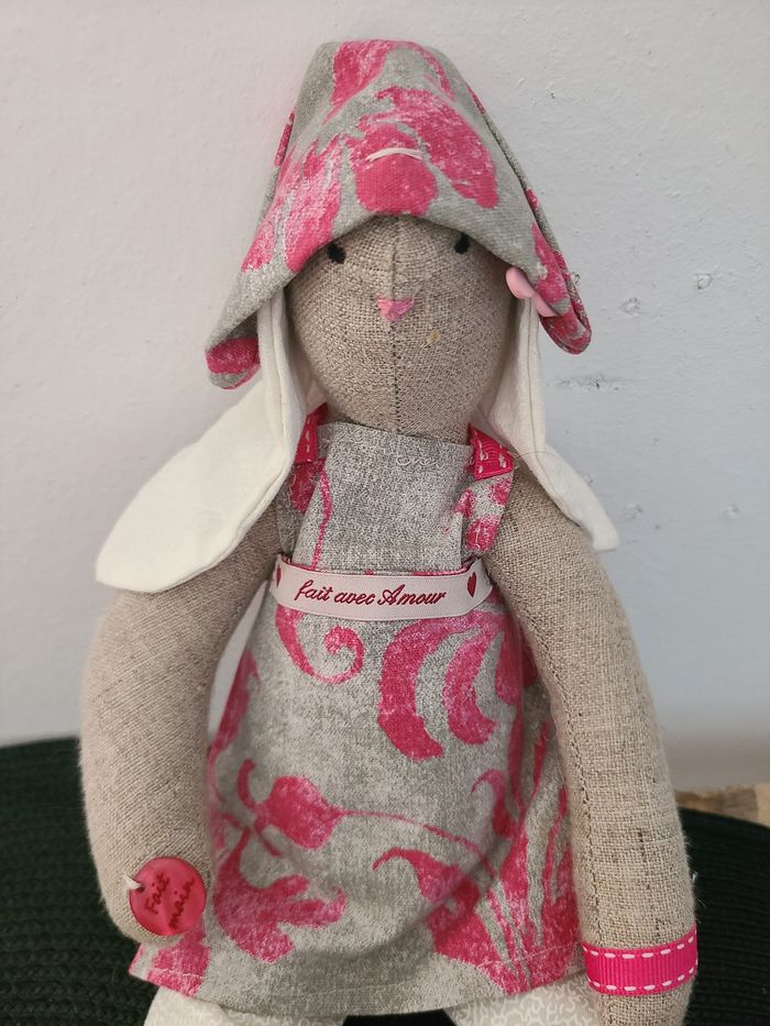 Lapin Tilda hauteur 30 cm en tissu 100% coton fait main