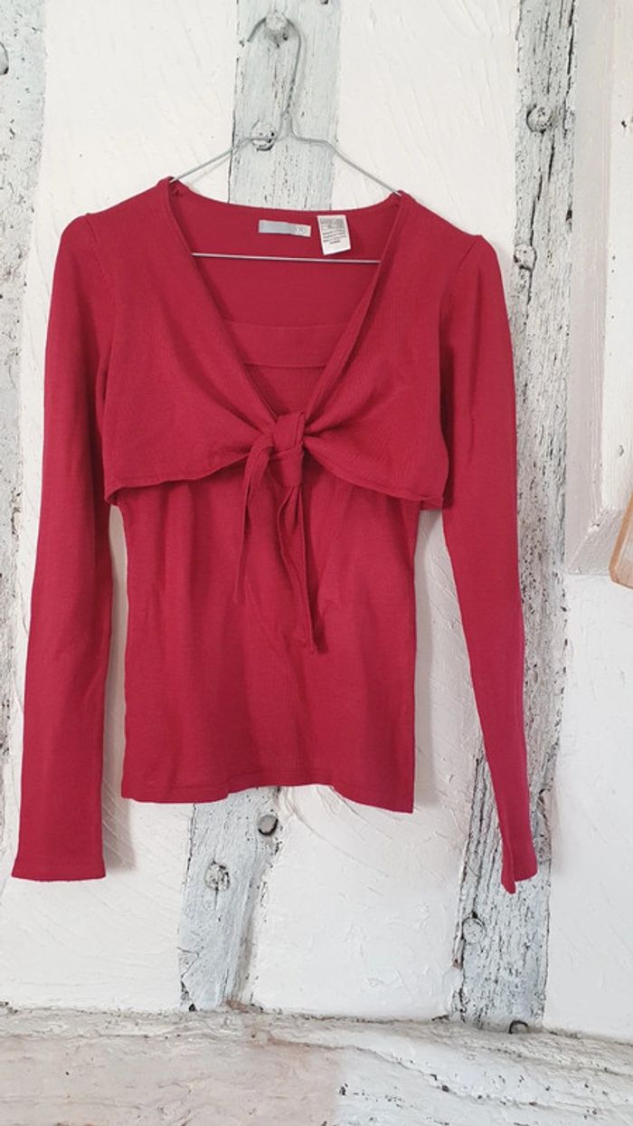 Pull rouge framboise y2k - photo numéro 2