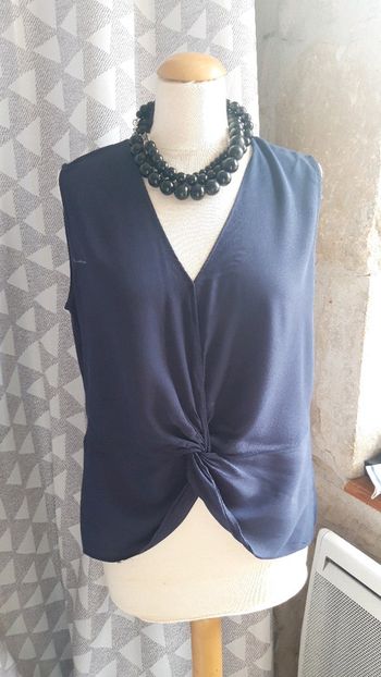 Haut blouse sans manches Zara taille L bleu marine