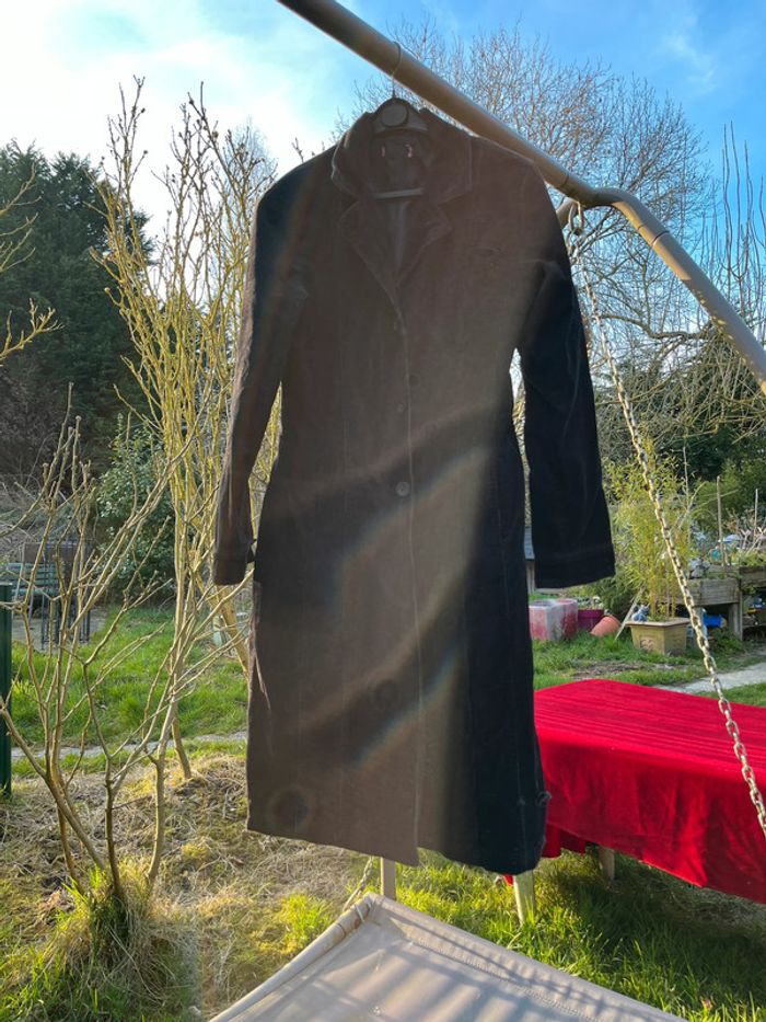 manteaux vintage velours marron petite cotes T S - photo numéro 4