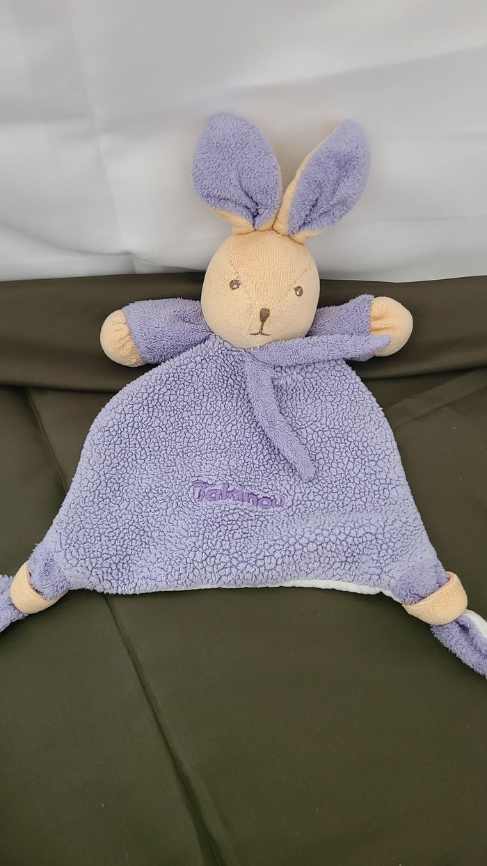 Doudou plat lapin mauve violet TAKINOU - photo numéro 2