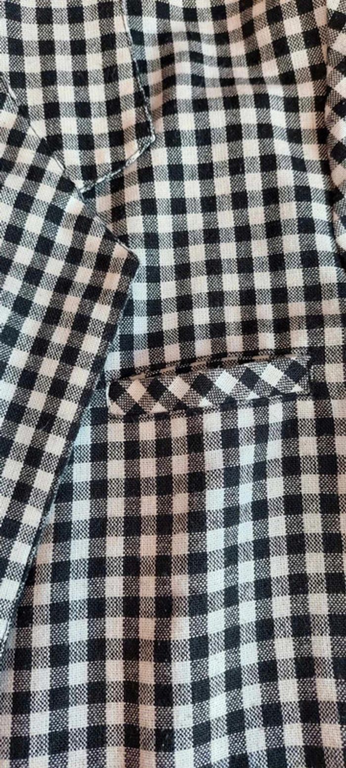 Belle veste blazer femme vichy noir et blanc manches retroussables 36 très bon état - photo numéro 6