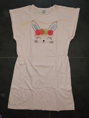 Robe souple lapin à pompons 10 ans rose