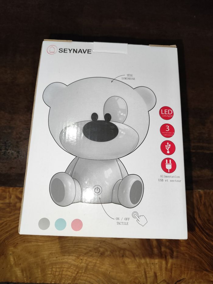 Lampe veilleuse enfant ourson rose Nestor - photo numéro 1