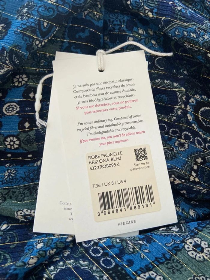 Robe à nouer dans le dos “Prunelle Arizona” Sézane Bleu Taille S - photo numéro 7