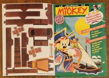 Ancien journal de mickey n°1978 spécial trésor pirate 1990 avec 4 fiches vintage