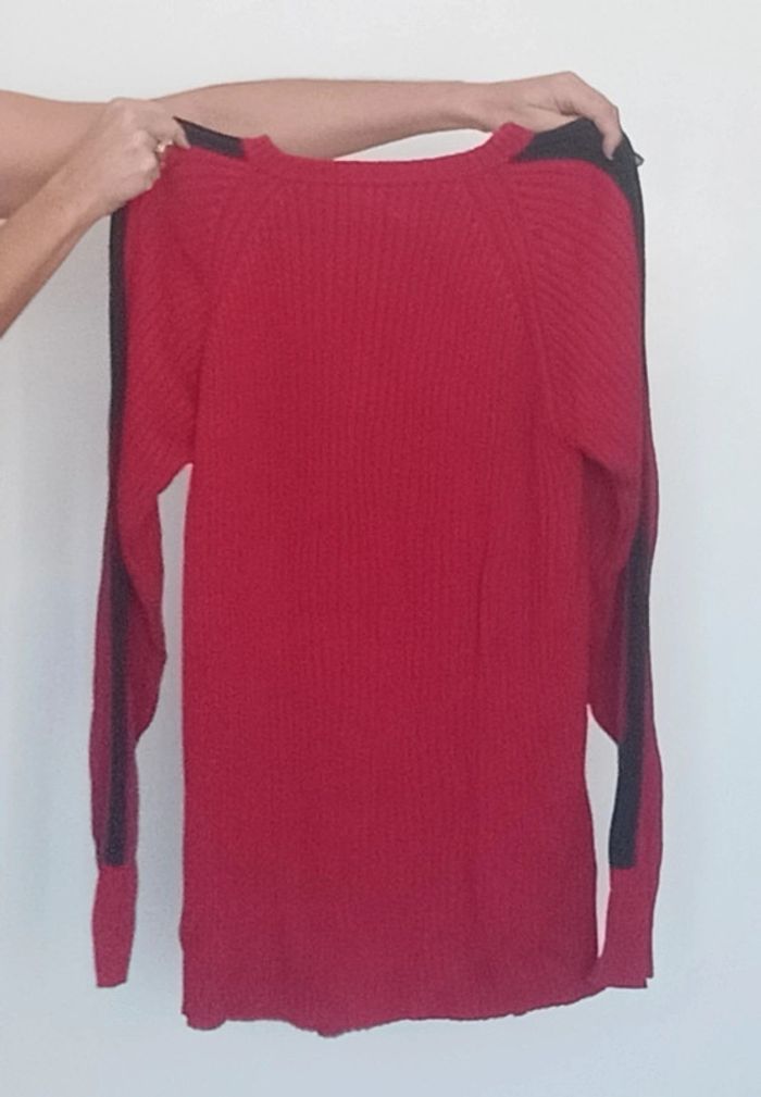Gros pull côtelé rouge homme taille L - photo numéro 4