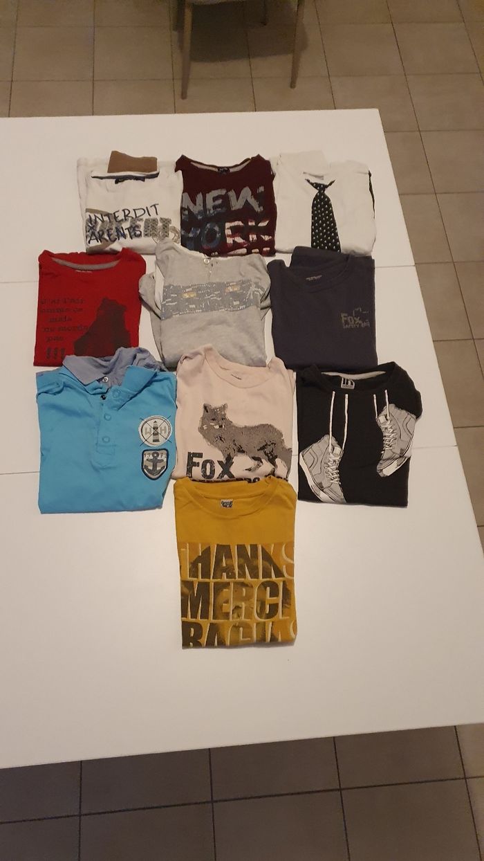 Lot de 10 t shirts manches longues en 10 ans