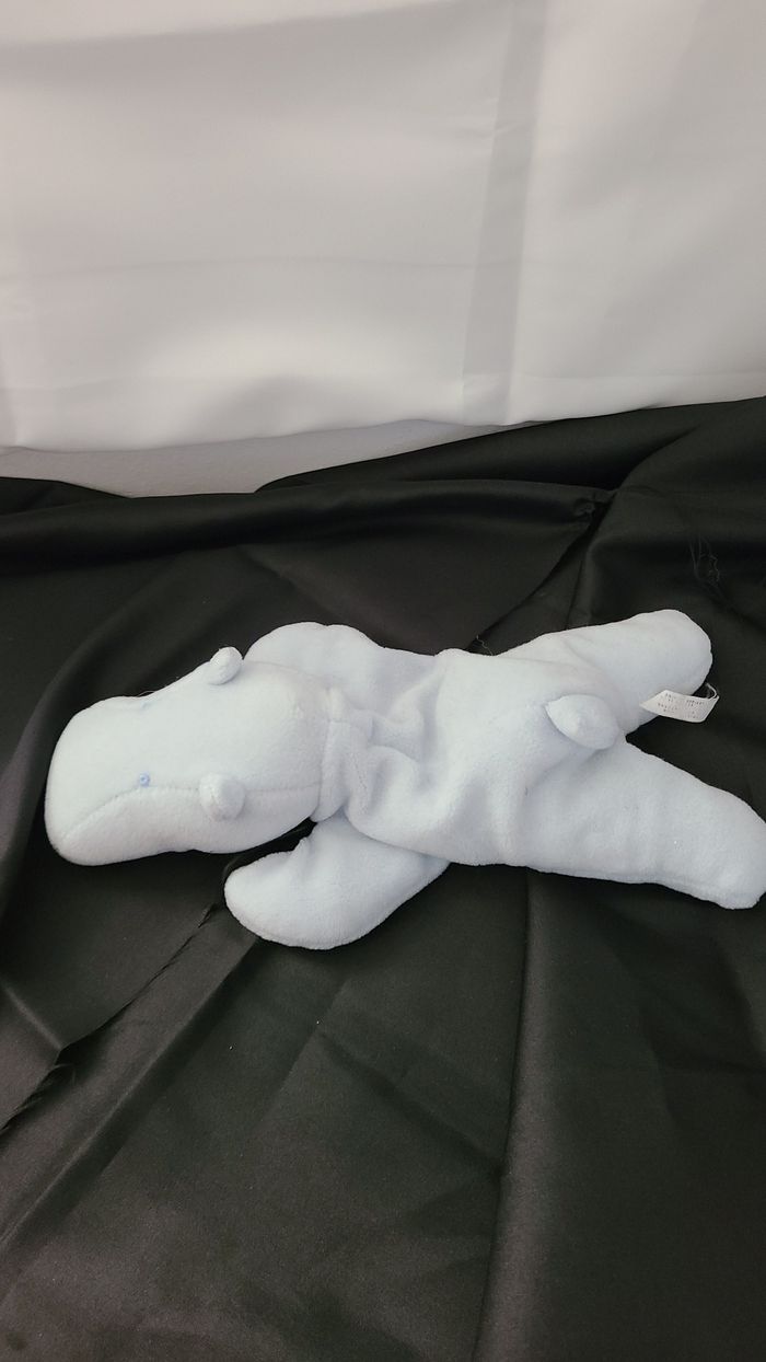 doudou hippopotame couché microbilles bleu ciel - photo numéro 4