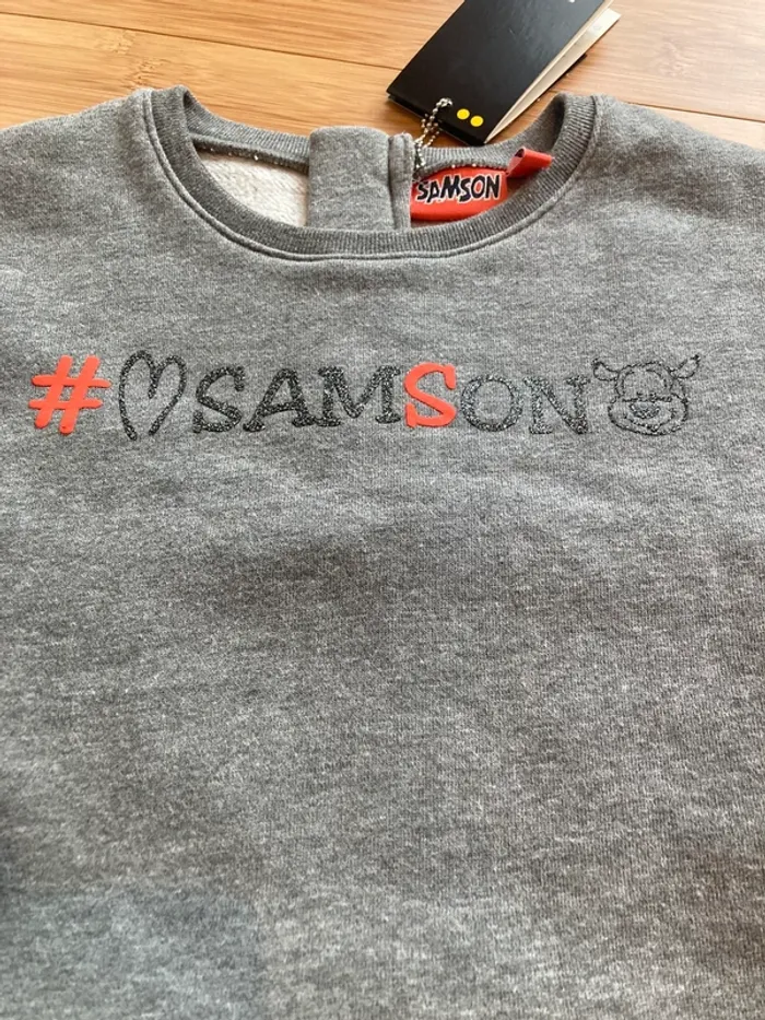 6 ans - Sweat gris écriture Samson's - Neuf - photo numéro 2