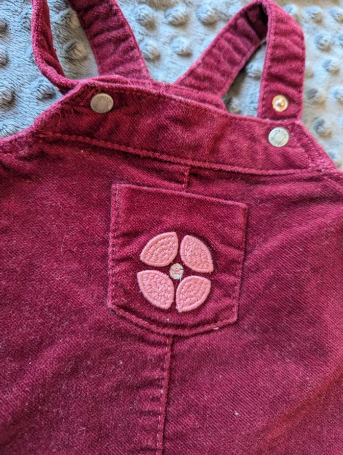robe salopette bébé obaibi - velours épais - taille 3 mois - neuve - photo numéro 6