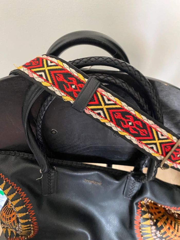 Sac Desigual noir & orange brodé – grand format, original - photo numéro 2