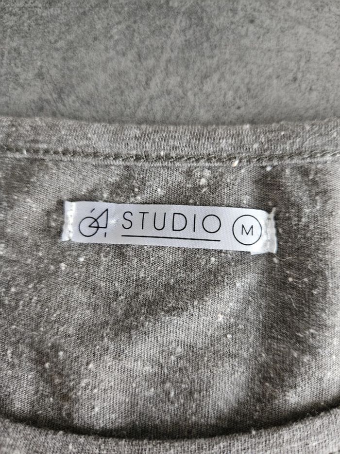 T-shirt à manches longues femme - Taille M / 38 - Studio - Gris imprimé rose - photo numéro 3