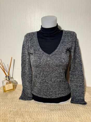 Pull gris chiné Cache Cache avec col roulé noir intégré taille S