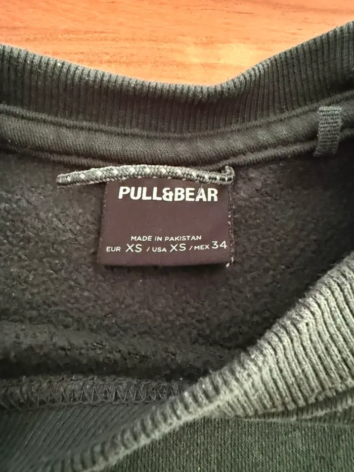 Sweat-shirt molletonné Pull&Bear vert - photo numéro 3