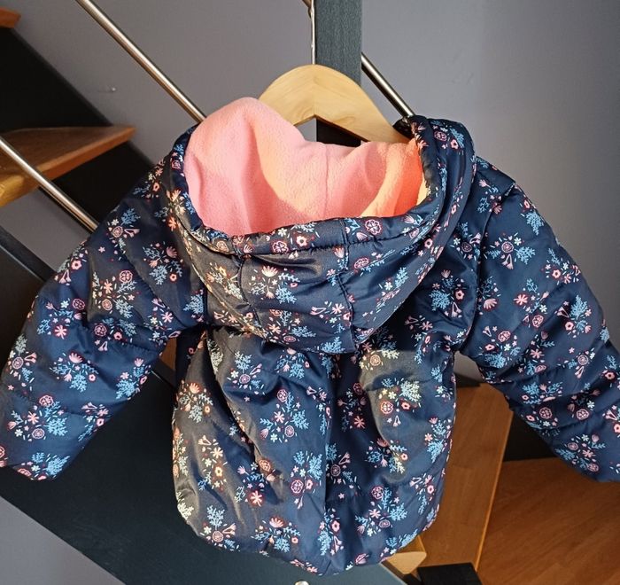 Doudoune doublée polaire bleue à fleurs - photo numéro 2