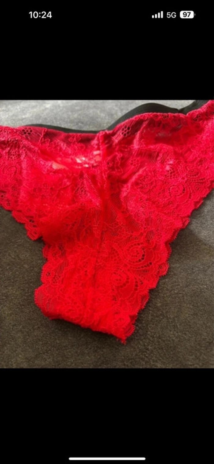 Lot de 2 culottes rouge en dentelle neuve steffy - photo numéro 6