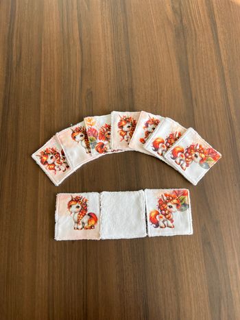 Lot 10 carrés cotons lavables réutilisables