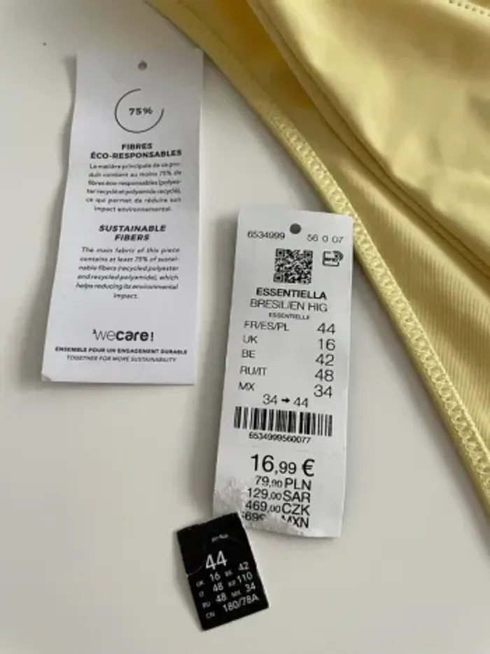 Bas de maillot de bain jaune pale neuf taille 44 Etam - photo numéro 3