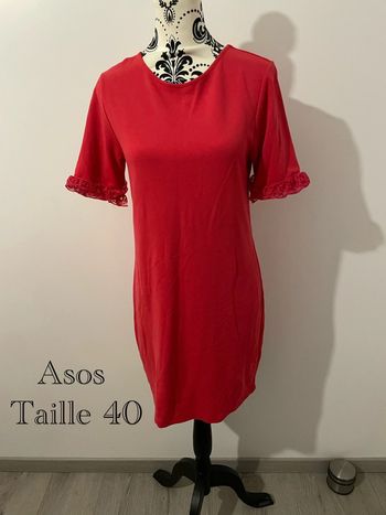 Robe rouge ASOS femme 40 – Chic élégante avec manches dentelle soirée/été