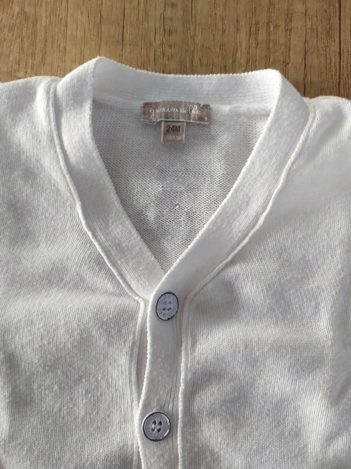 Gilet blanc à boutons garçon taille 24 mois Grain de blé - photo numéro 5