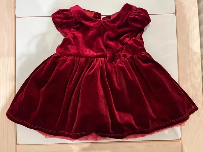 Robe de fête rouge velours fille