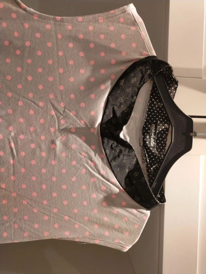 Robe grise, rose et noir à pois - photo numéro 3