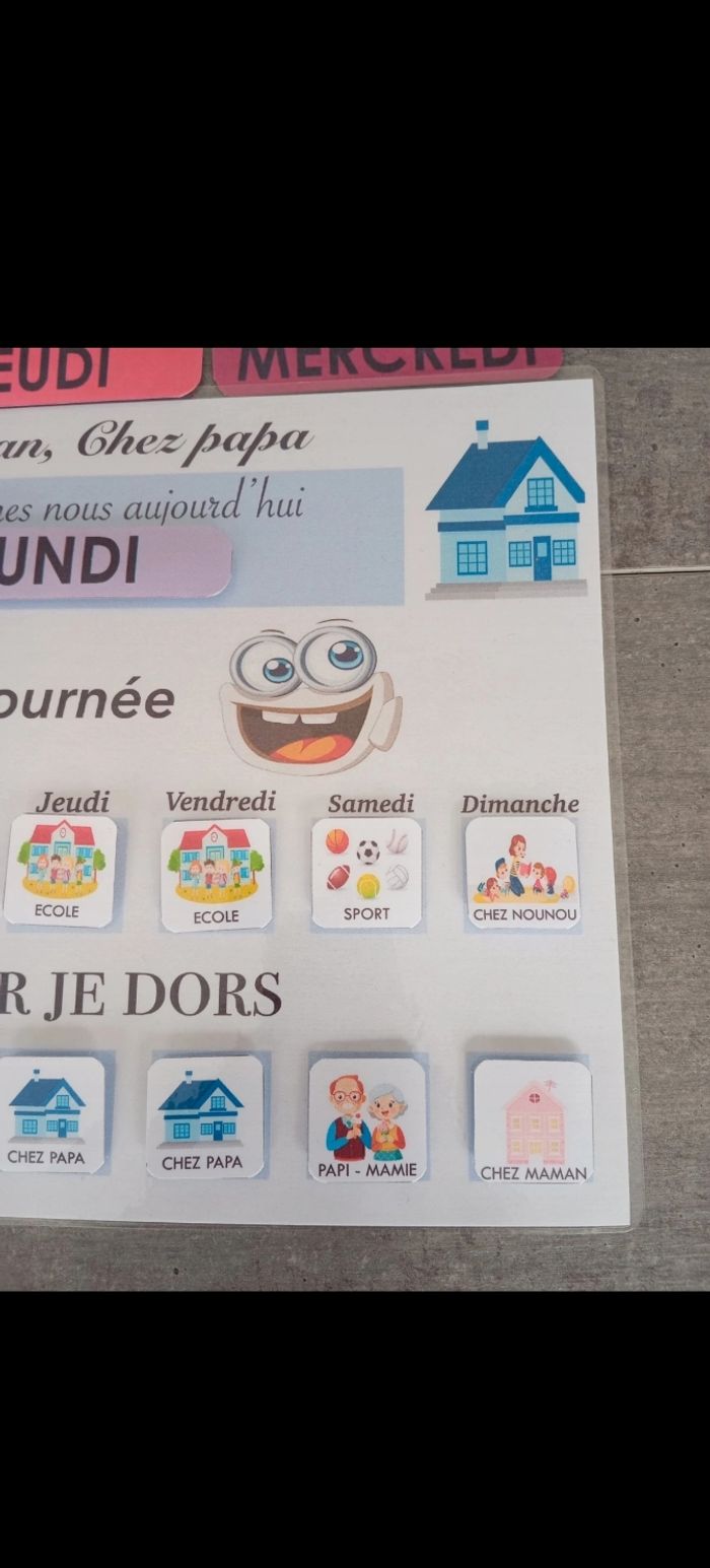 Fiche plastifiée d'activité pour enfants chez maman. Chez Papa - photo numéro 4