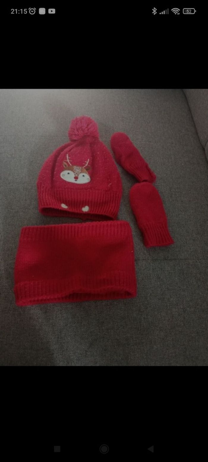 Ensemble bonnet + snood + moufle