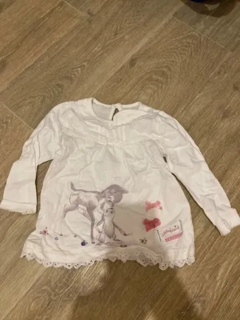 T shirt manches longues 9-12 mois bambi et panpan