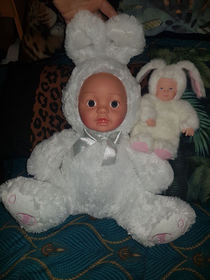 Gros Bébé poupée peluche 50cm collection vintage déguisé + lapin Anne Geddes - photo numéro 4