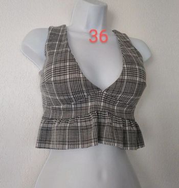 Top court carreaux femme 36