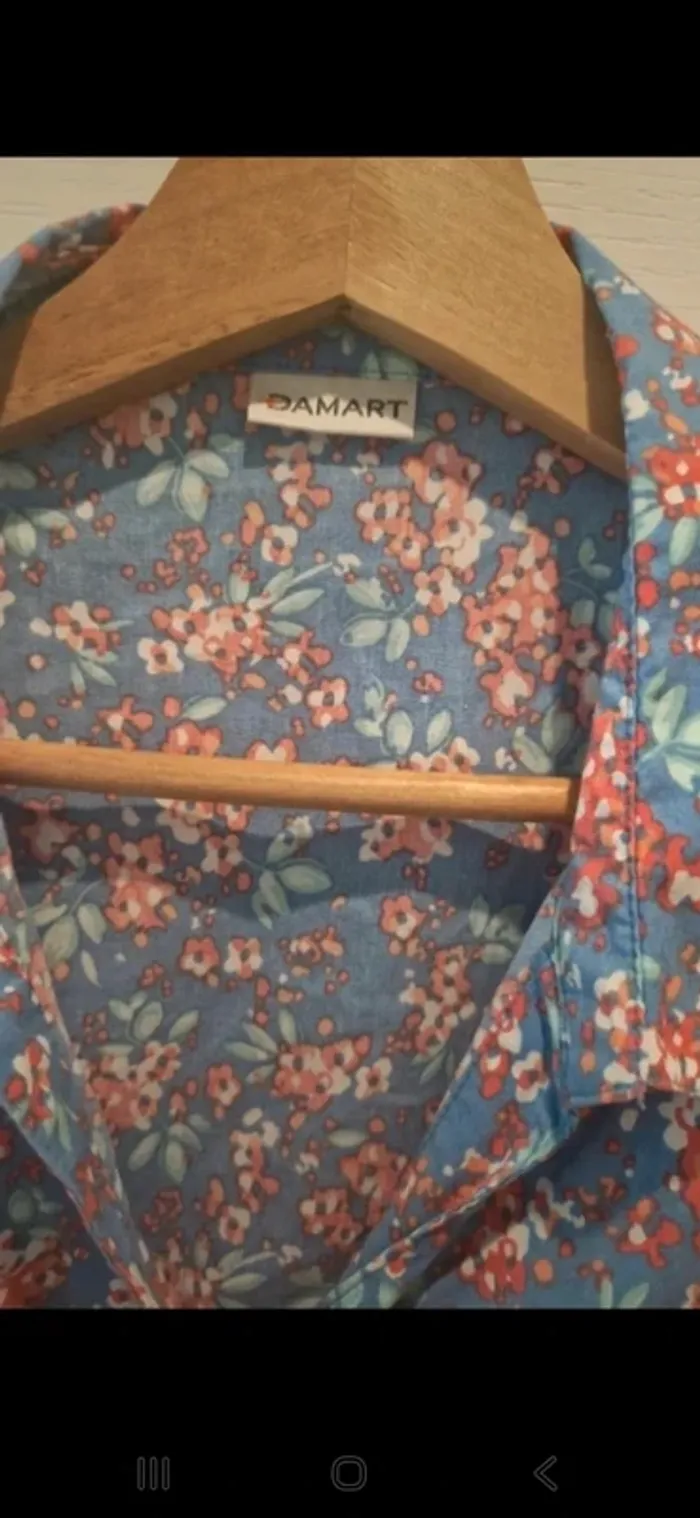 Chemise vintage damart taille l fleurs - photo numéro 3