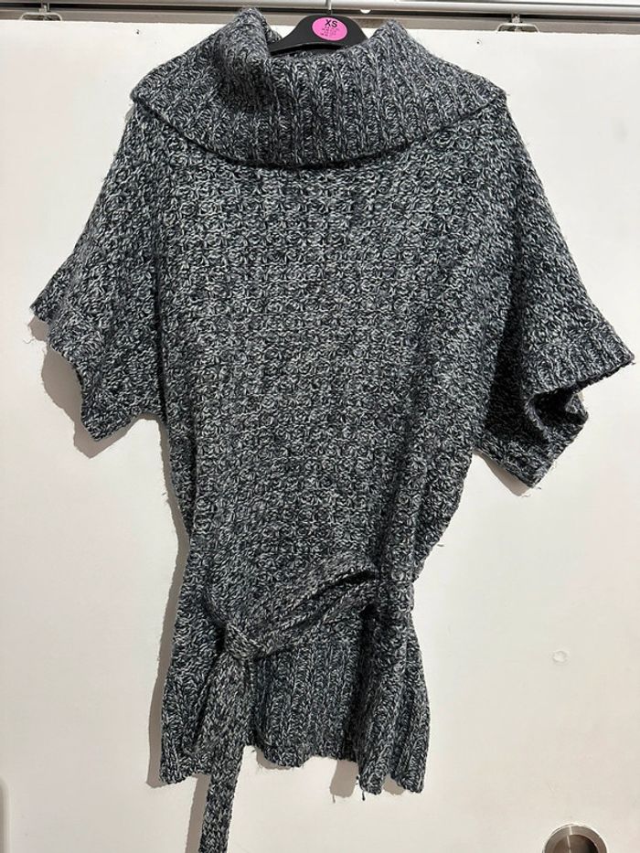 Pull hiver style poncho gris - photo numéro 2