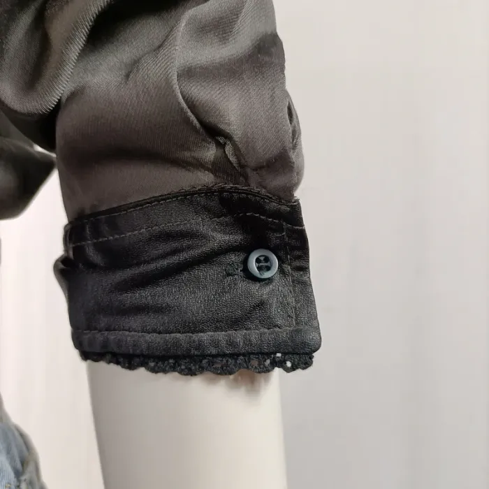 Chemise fluide noire transparente détail dentelle sur épaules – T.38 A1158 - photo numéro 6