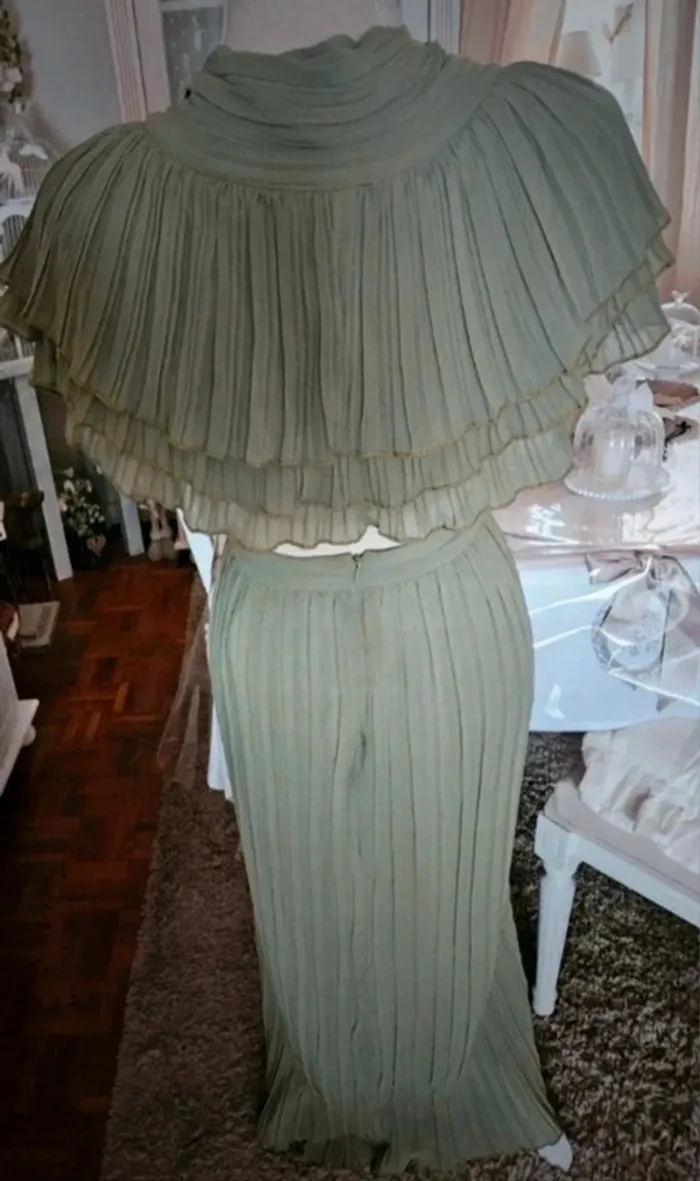Robe plissée dos nu kaki Allyson Taille L Neuve - photo numéro 3