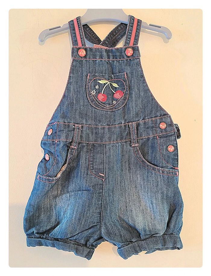 Salopette short en jeans orchestra Taille 9 mois - photo numéro 2