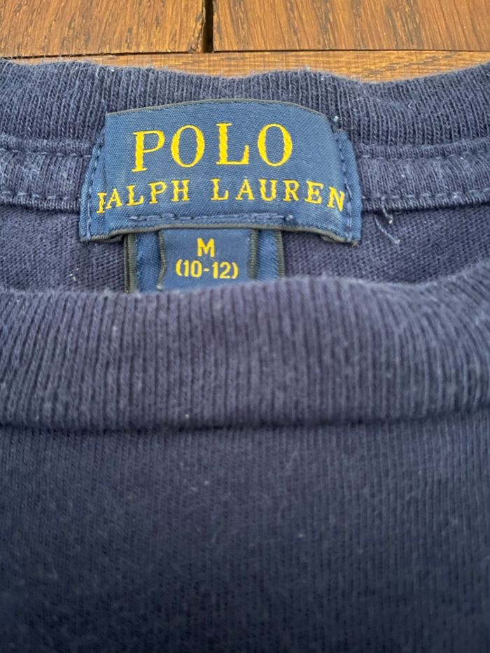Tee shirt manche longue Ralph Lauren bleu marine logo jaune taille M (10-12 ans) - photo numéro 7