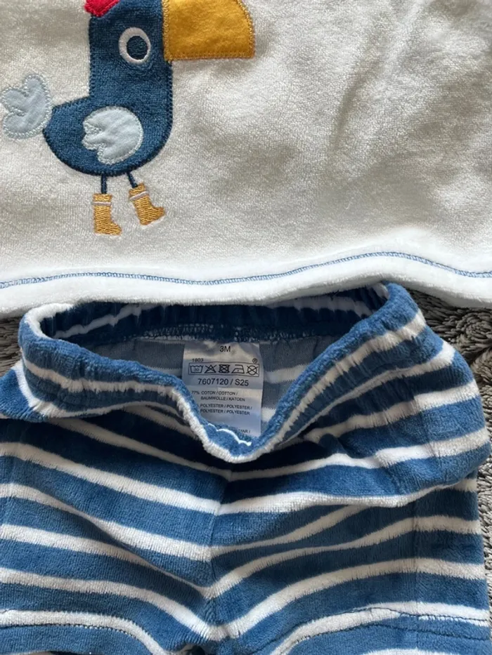 Ensemble velours bebe 3 mois short et tee shirt - photo numéro 2