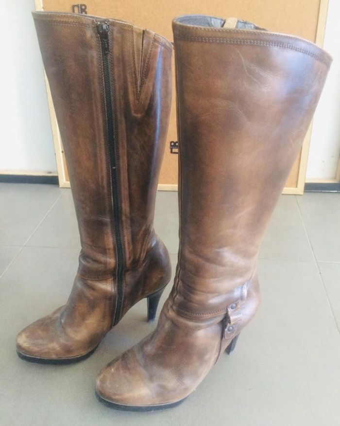 Bottes Jonak en cuir marron - Pointure 40 - photo numéro 3