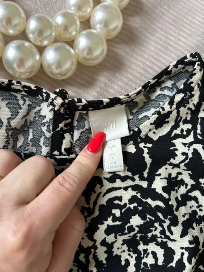 Robe chic, H&M, taille L noir et crème - photo numéro 5