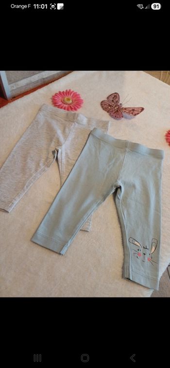 Lot de 2 leggings bébé taille 6 mois